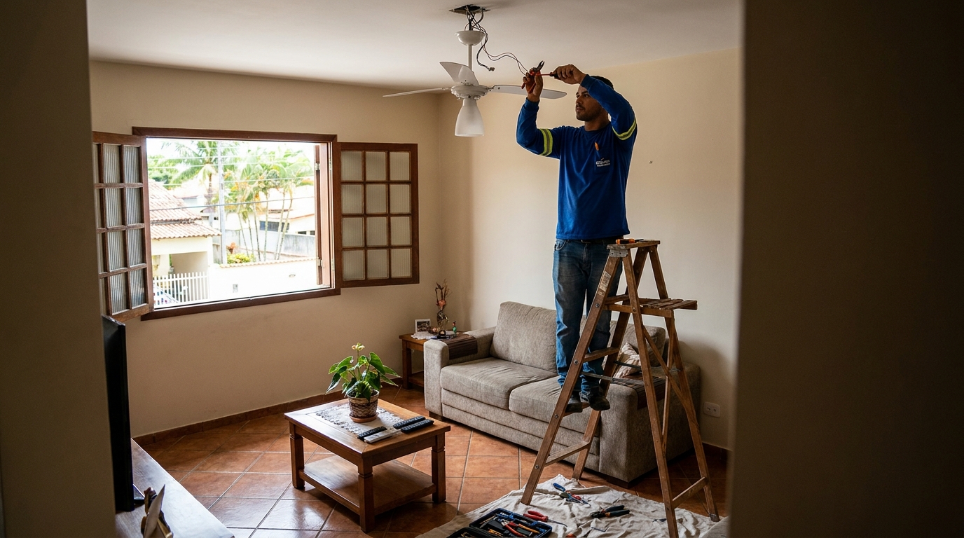 Instalacao de ventilador de teto profissional em Suzano‑SP